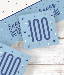 Blue Glitz 100th Party Supplies | Balloon | Decoration | Pack